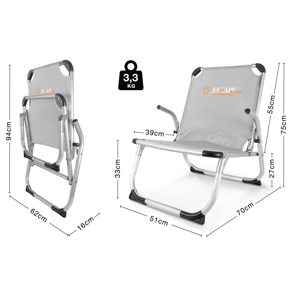Καρεκλάκι Παραλίας ESCAPE Max Άσπρο/Γκρι