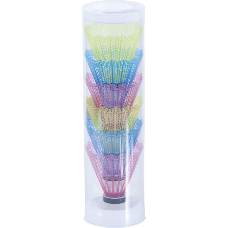 Μπαλάκια Badminton με Πολύχρωμα Πλαστικά Φτερά (6 τμχ)