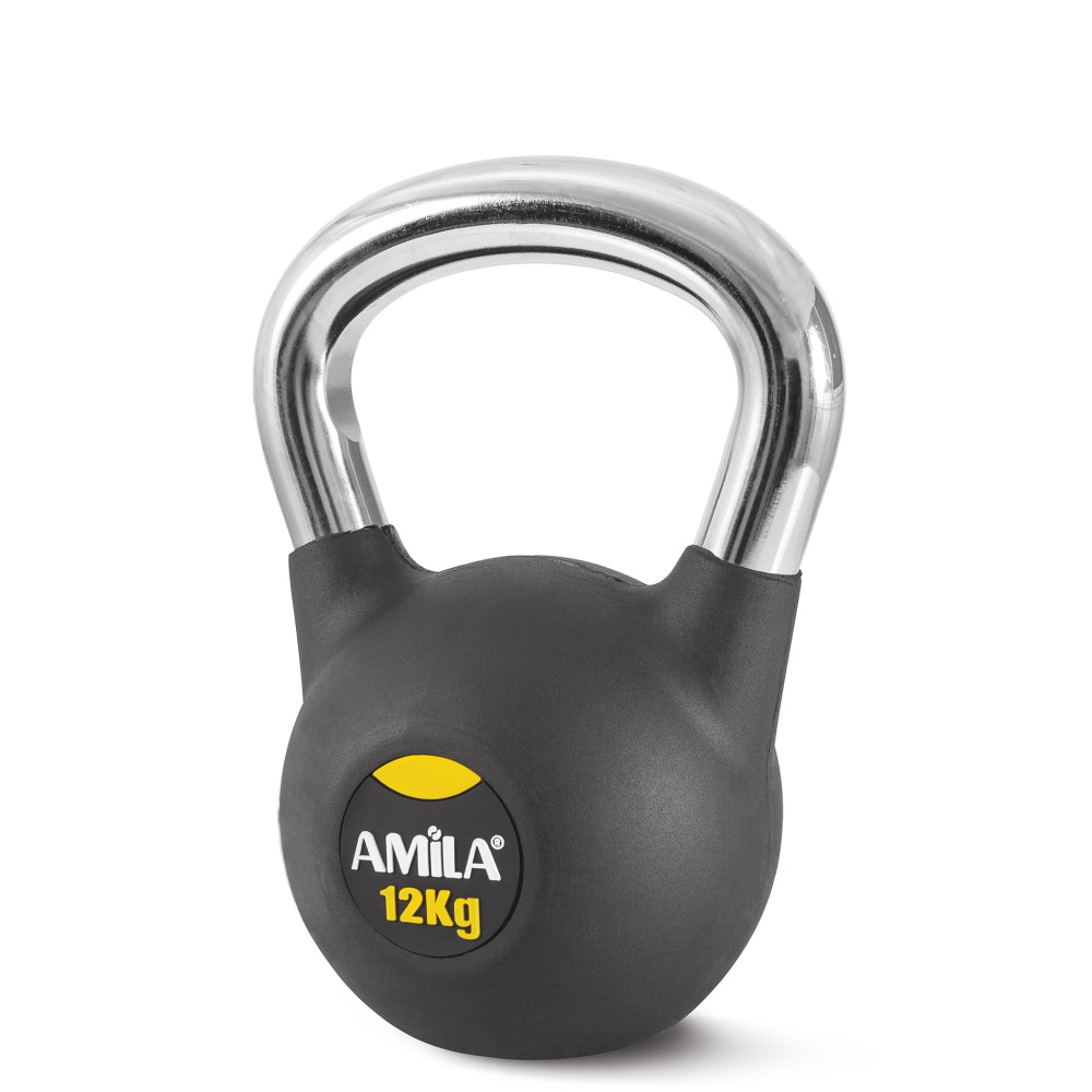AMILA Kettlebell Rubber Cover Cr Handle 12Kg