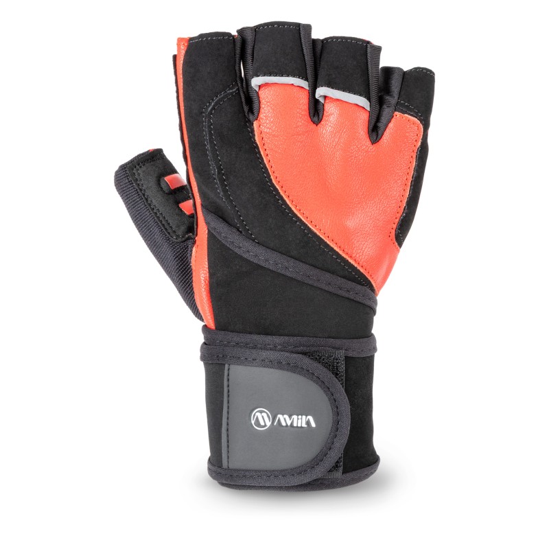 Γάντια Άρσης Βαρών AMILA Δέρμα Amara Κόκκινο/Μαύρο XL