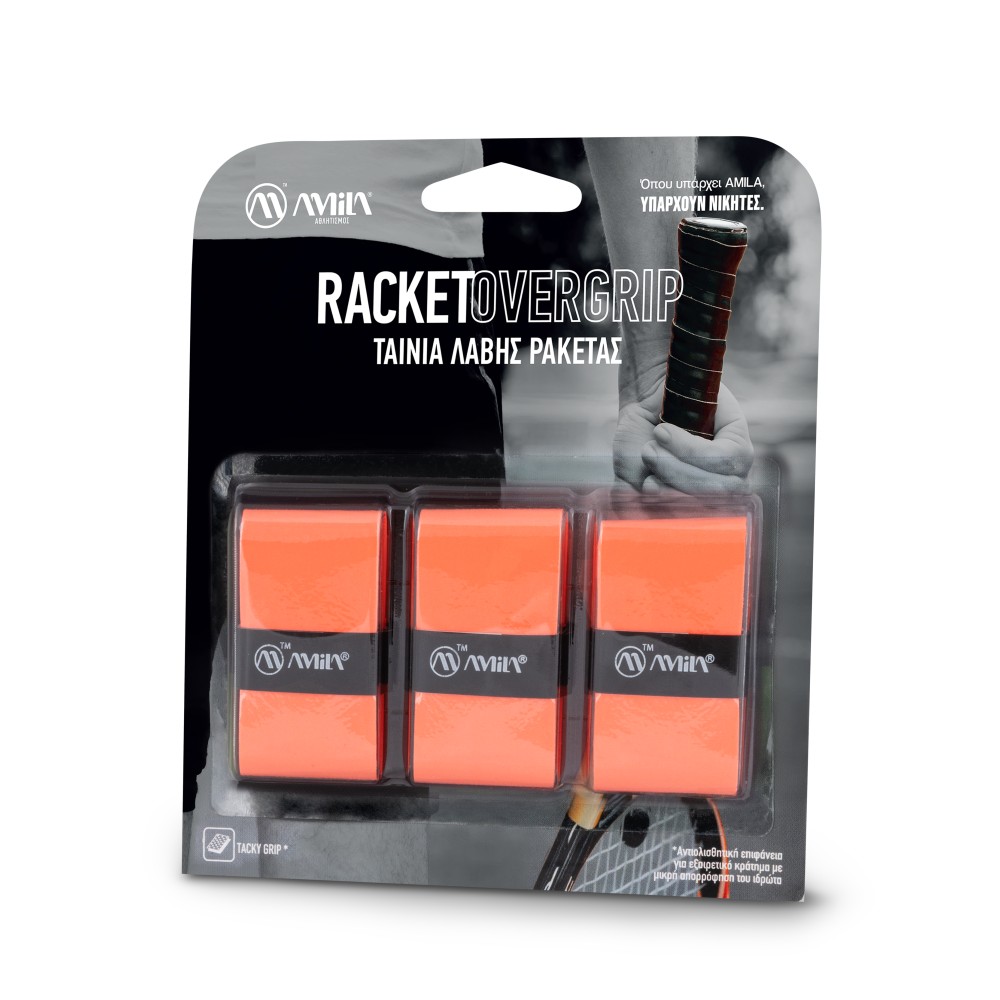 Ταινία Λαβής Ρακετών AMILA Overgrip Coral Red 3 Τεμ