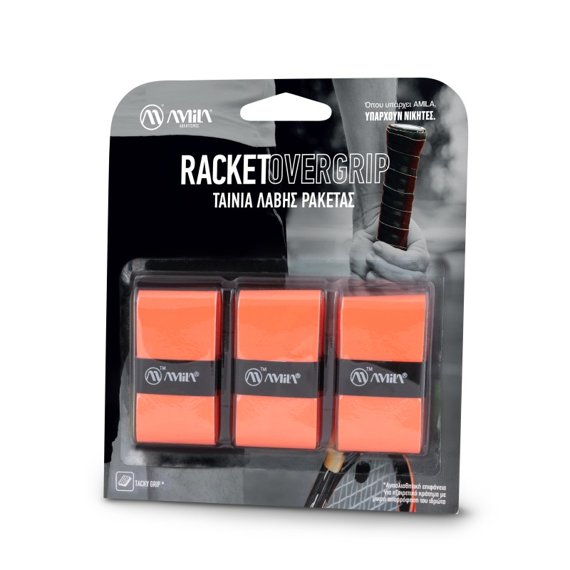 Ταινία Λαβής Ρακετών AMILA Overgrip Coral Red 3 Τεμ