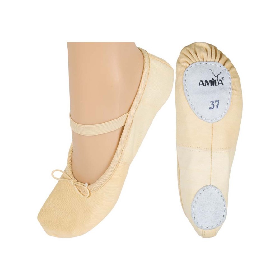 Παπούτσια Μπαλέτου Καμβάς Μπεζ, Νο39