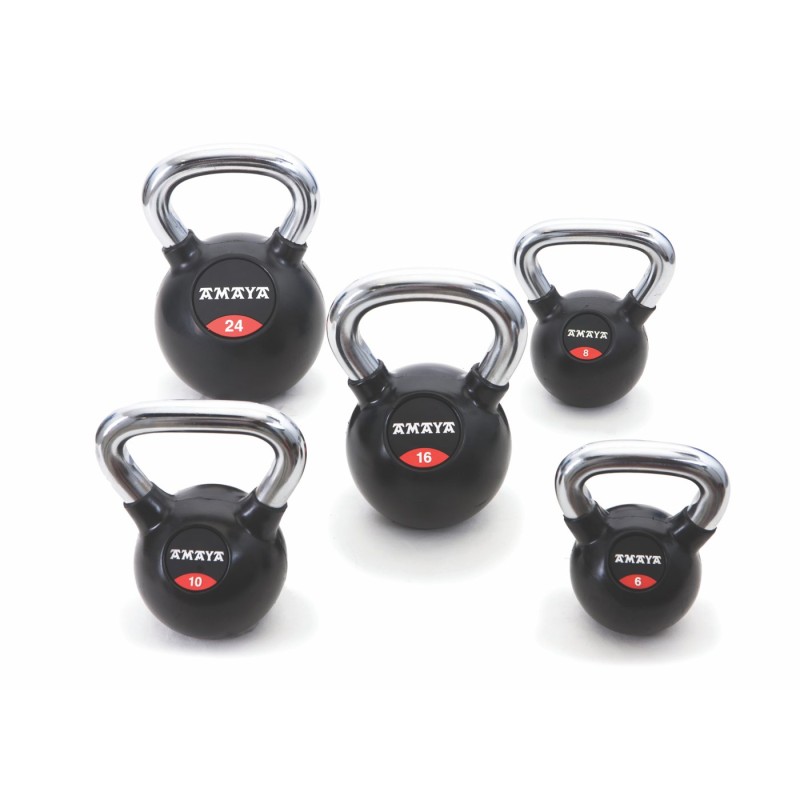 Rubber Kettlebell With Chroming Handle