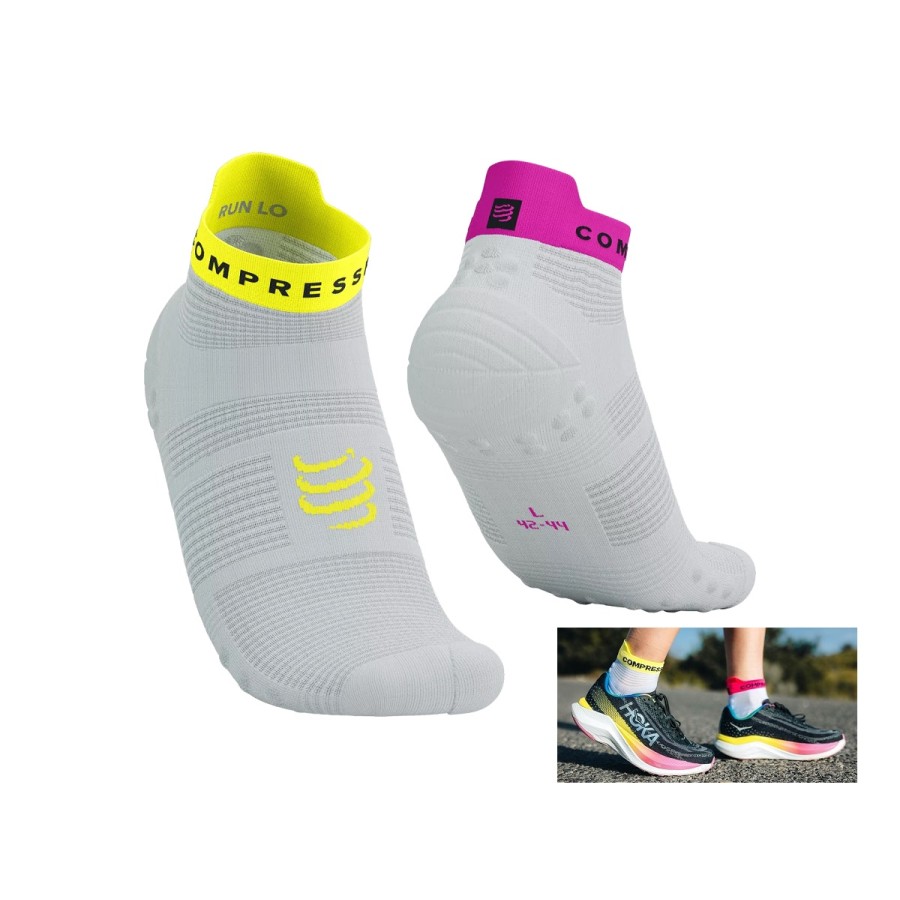 PRO RACING SOCKS V4.0 RUN LOW - SAFETY YELLOW / NEON PINK 42-44