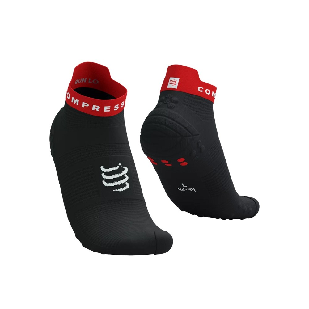 PRO RACING SOCKS V4.0 RUN LOW - BLACK / RED 39-41