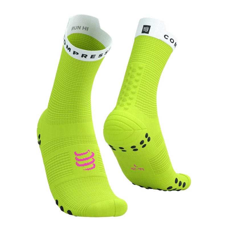 PRO RACING SOCKS V4.0 RUN HIGH - SAFE YELLOW / WHITE 35-38