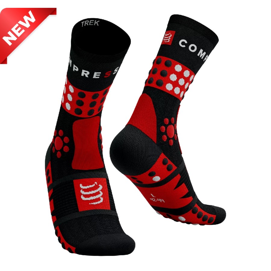 COMPRESSPORT TREKKING SOCKS - BLACK/RED/WHITE T4 / 45-48