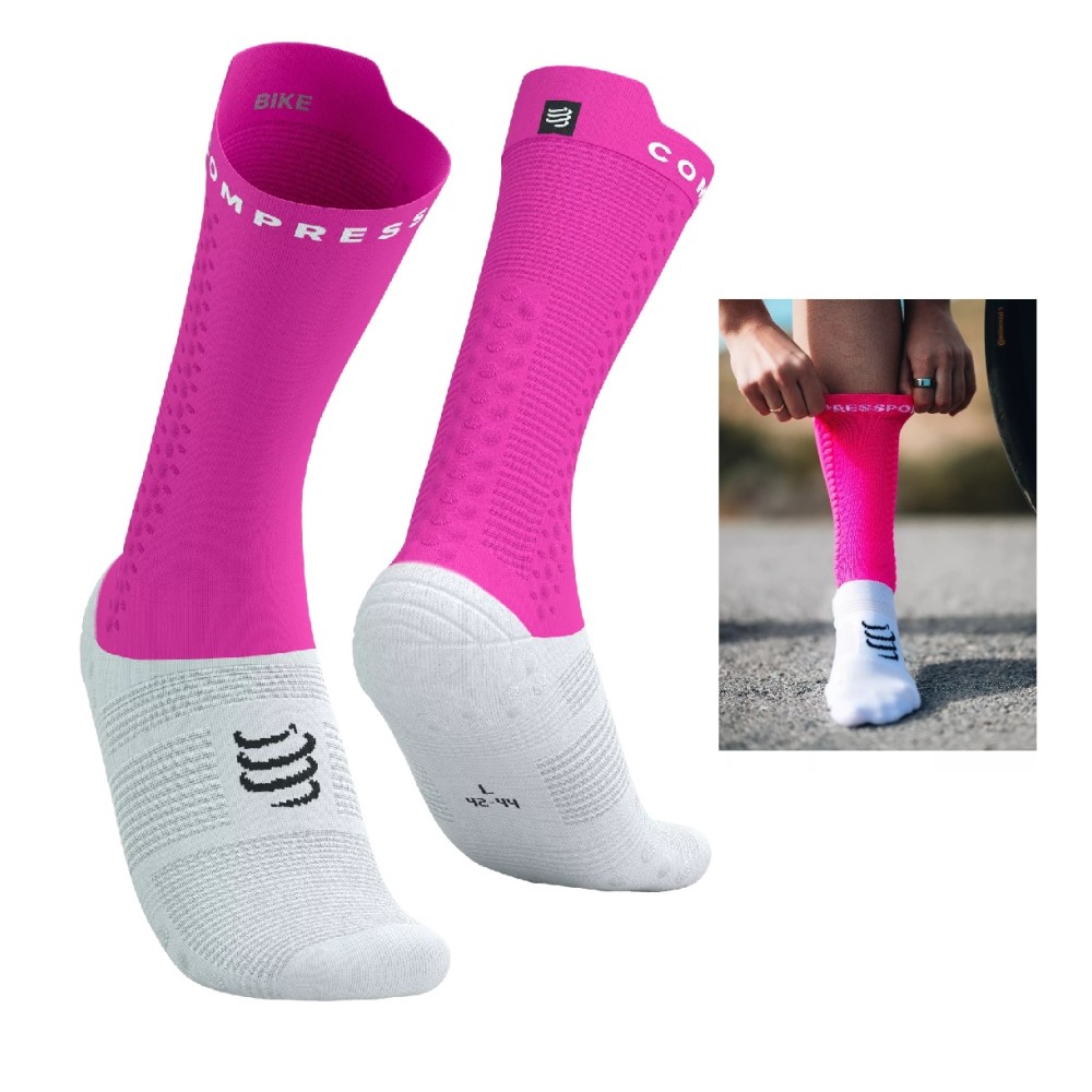PRO RACING SOCKS V4.0 BIKE NEON FLUO PINK  T3 / 42-44