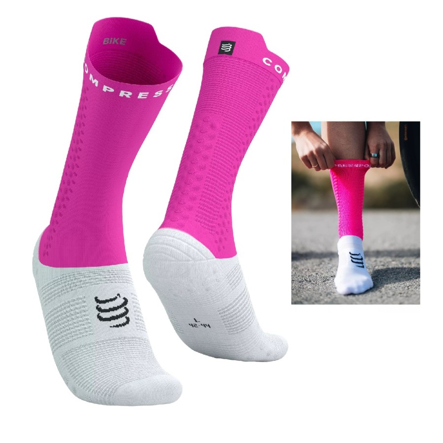 PRO RACING SOCKS V4.0 BIKE NEON FLUO PINK  T3 / 42-44