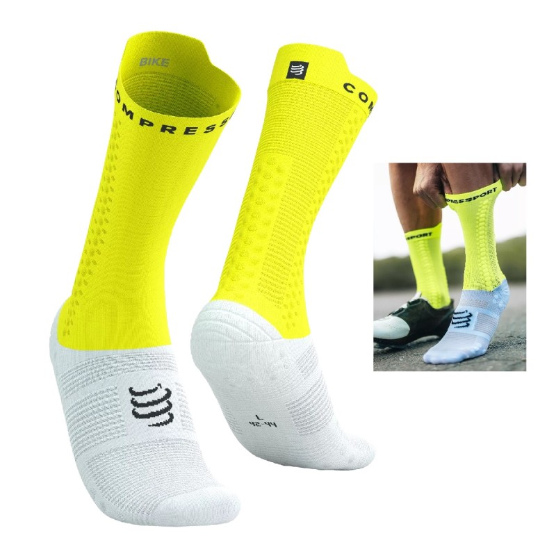 PRO RACING SOCKS V4.0 BIKE SAFE FLUO YELLOW T2 / 39-41