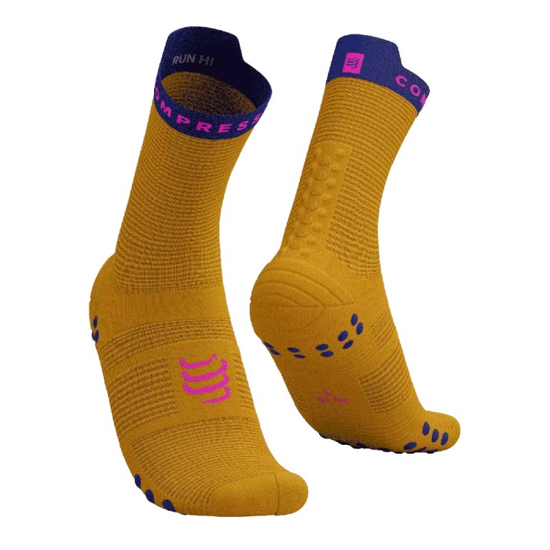PRO RACING SOCKS V4.0 RUN HIGH - SAFRON DAZZ BLUE T3 / 42-44