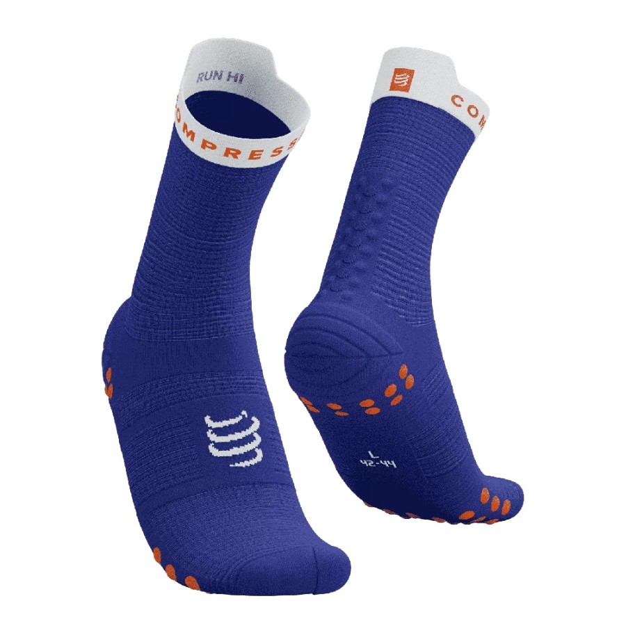PRO RACING SOCKS V4.0 RUN HIGH - DAZZ BLUE / WHITE T2 / 39-41
