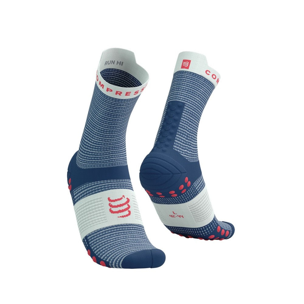 COMPRESSPORT PRO RACING SOCKS V4.0 RUN HIGH - BLUES/SUGAR T3 / 42-44