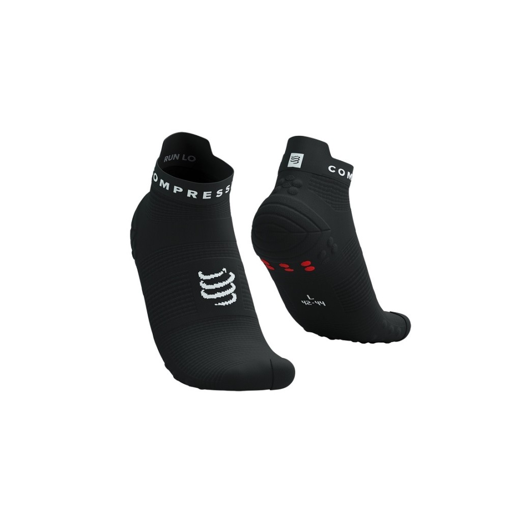 COMPRESSPORT PRO RACING SOCKS V4.0 RUN LOW - BLACK WHITE T1 / 35-38