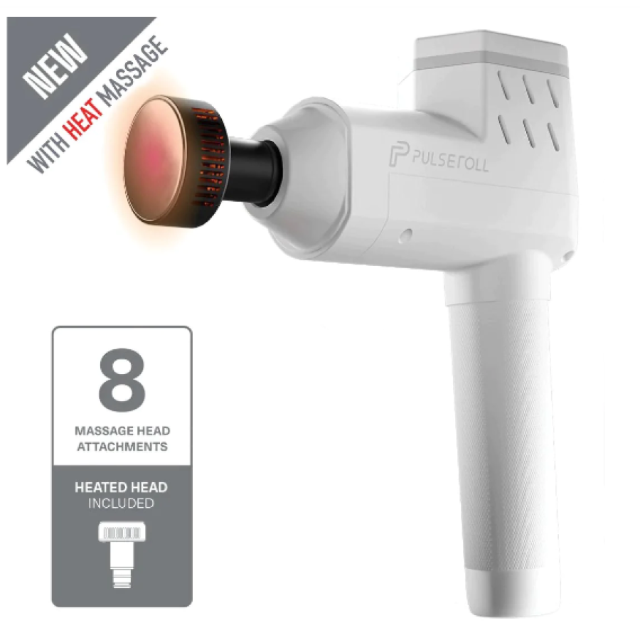 IGNITE PRO MASSAGE GUN WITH HEAT (WHITE/GREY)