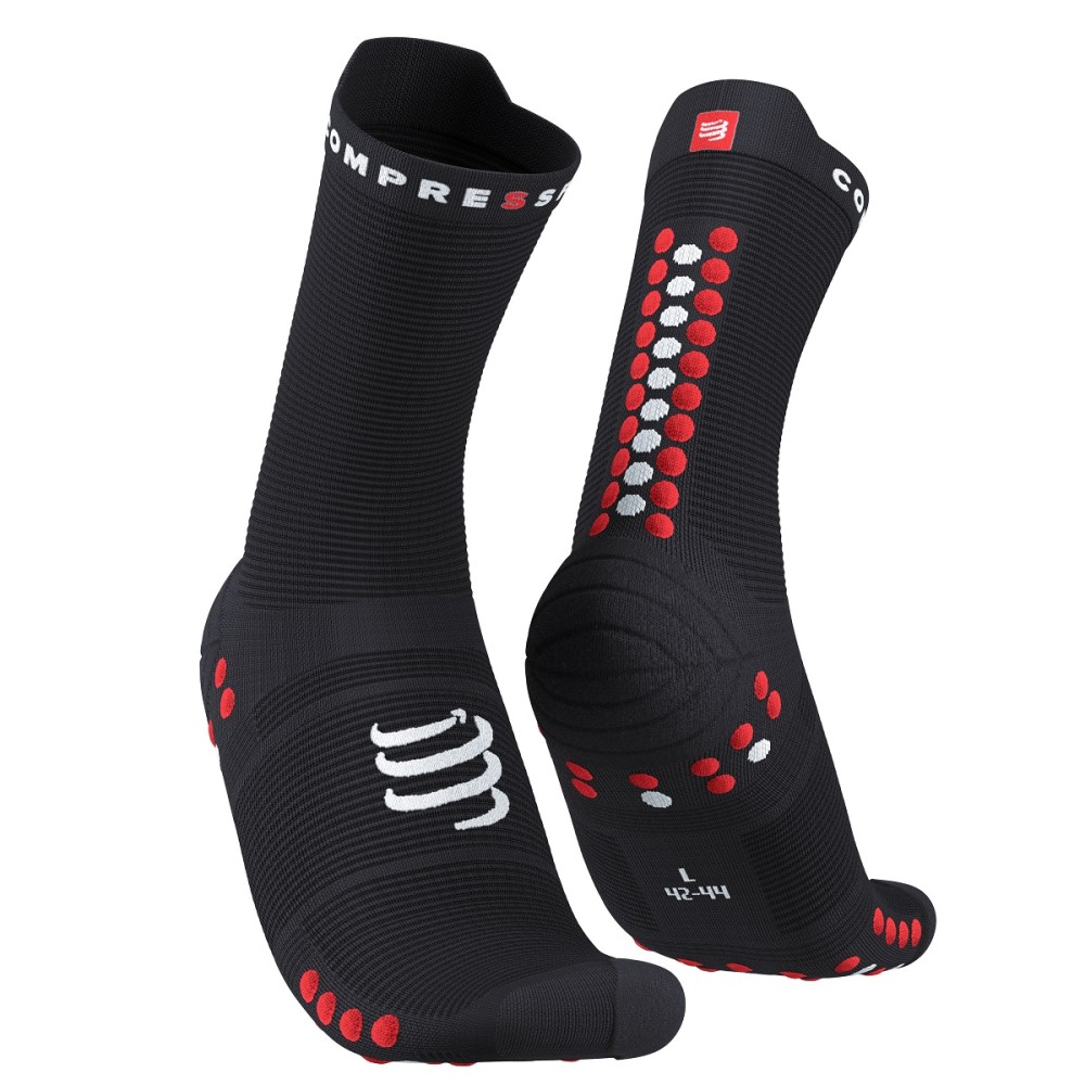 PRO RACING SOCKS V4.0 RUN HIGH BLACK/RED 35-38