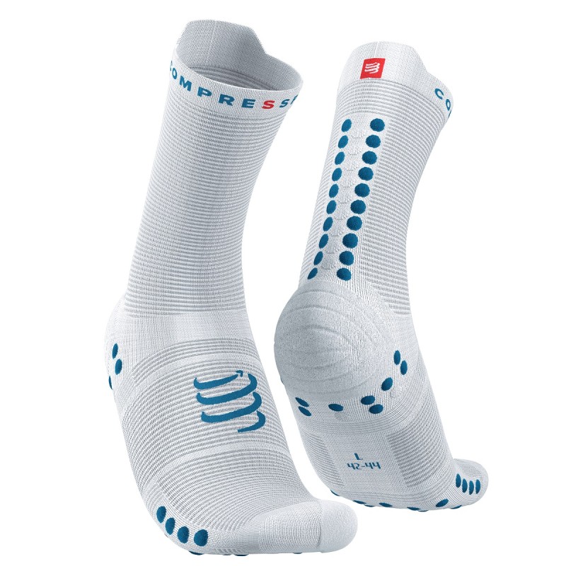 PRO RACING SOCKS V4.0 RUN HIGH WHITE FJORD BLUE 35-38