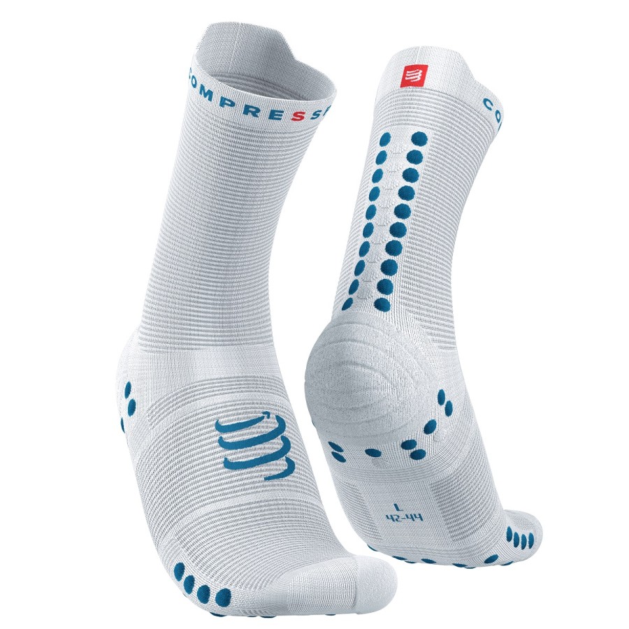 PRO RACING SOCKS V4.0 RUN HIGH WHITE FJORD BLUE 35-38