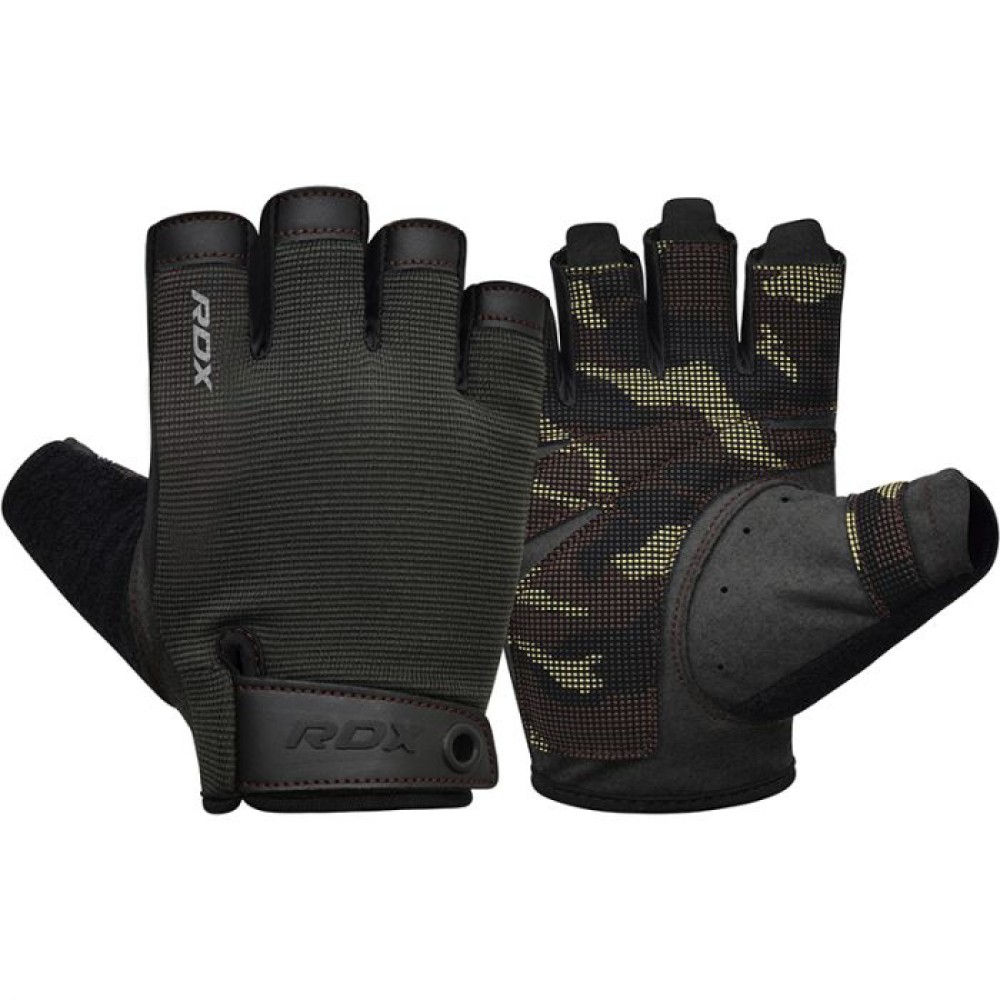 GYM TRAINING GLOVES T2 HALF BROWN-M
