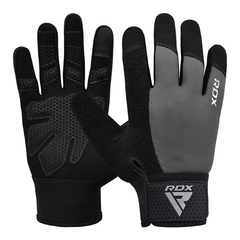 GYM WEIGHT LIFTING GLOVES W1 FULL GRAY -M