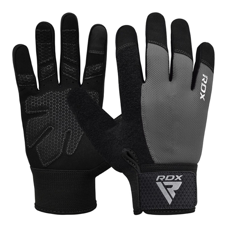 GYM WEIGHT LIFTING GLOVES W1 FULL GRAY -M