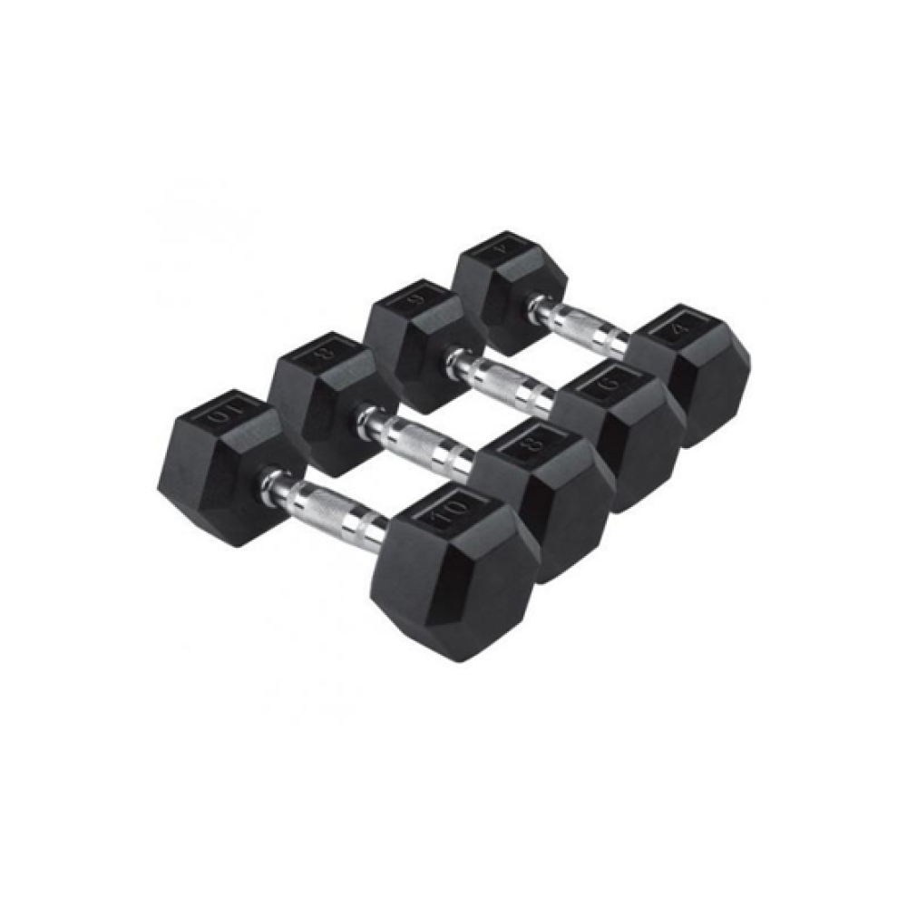 Hexagonal Rubber Dumbbells (2x1kg)