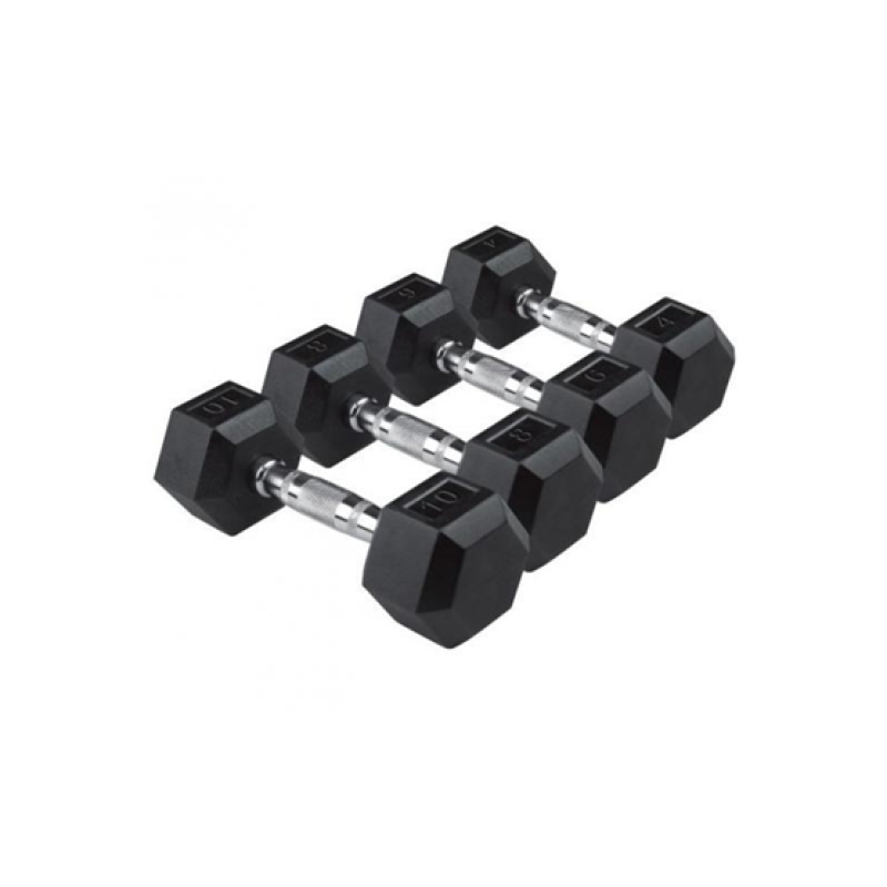 Hexagonal Rubber Dumbbells (2x3kg)