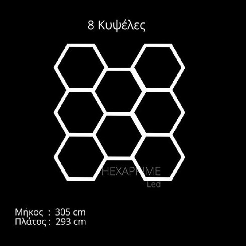 Φωτιστικό Hexaprime LED 8 Κυψελώv σε ασύμμετρο σχέδιο