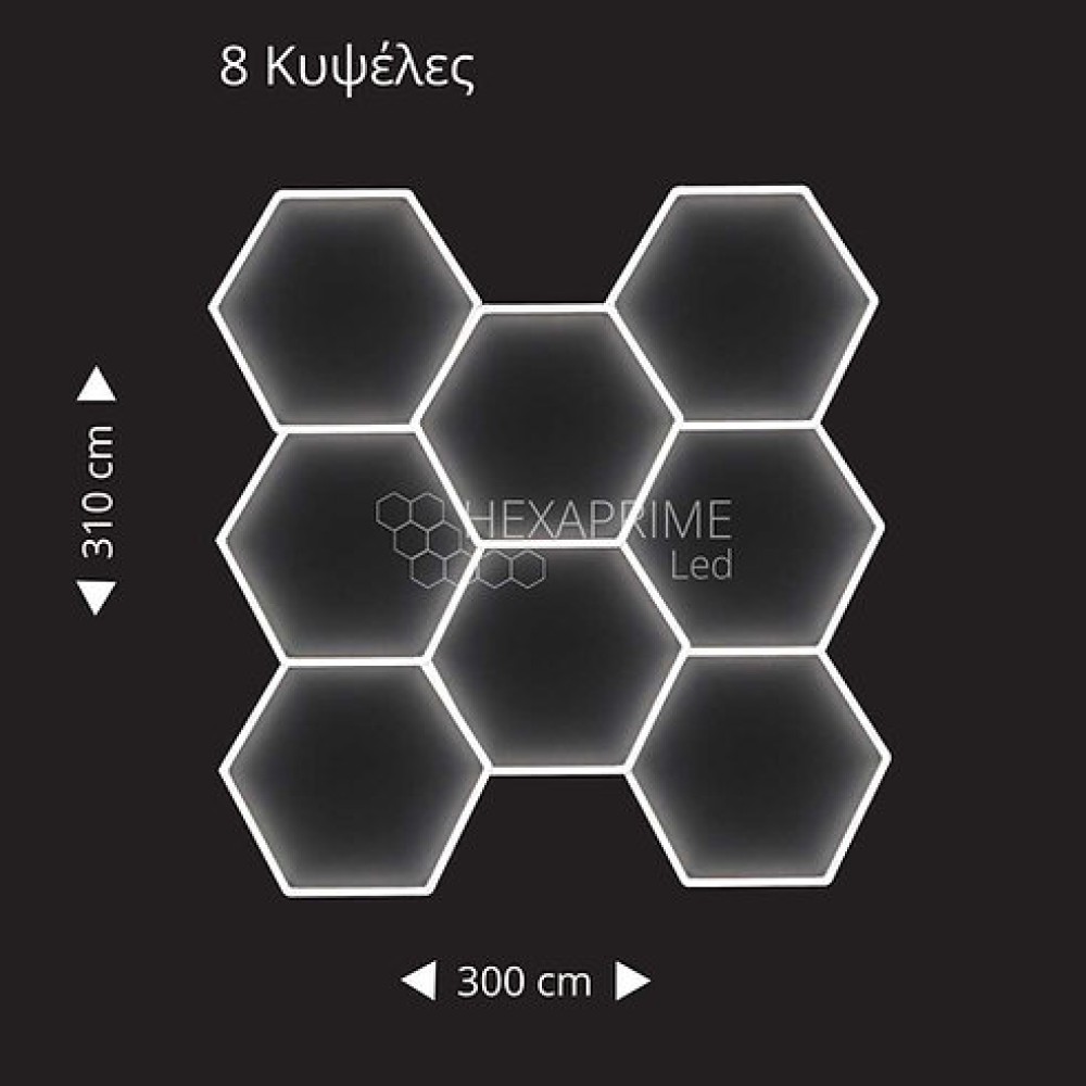 Φωτιστικό Hexaprime LED 8 Κυψελώv 3 σειρών