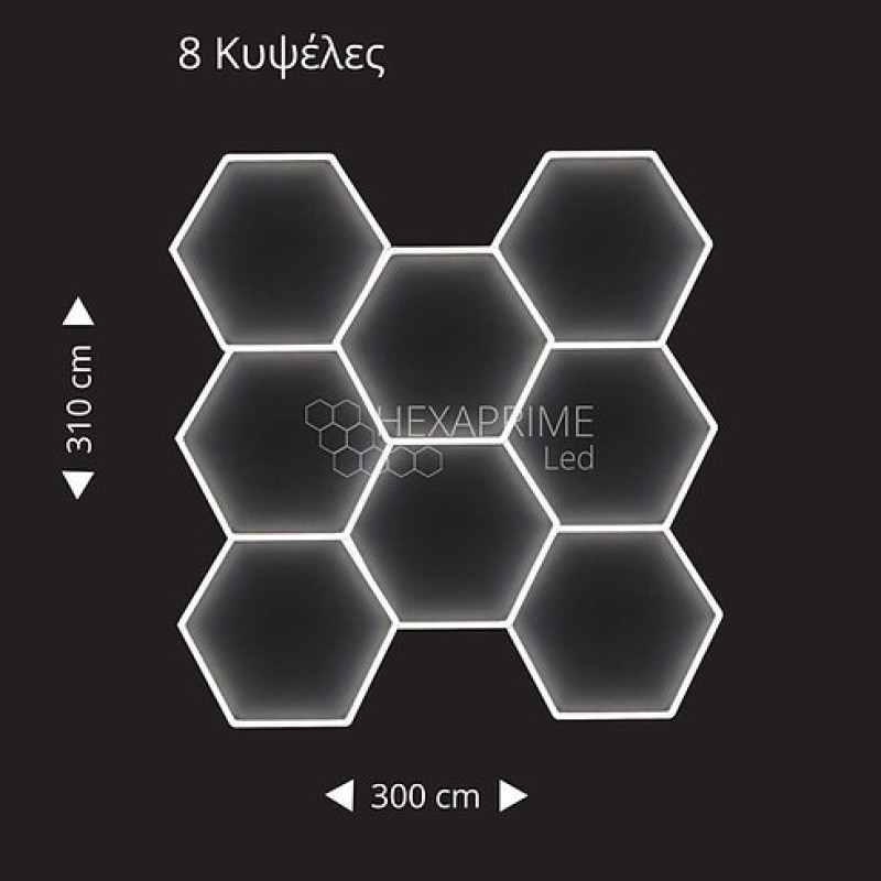 Φωτιστικό Hexaprime LED 8 Κυψελώv 3 σειρών