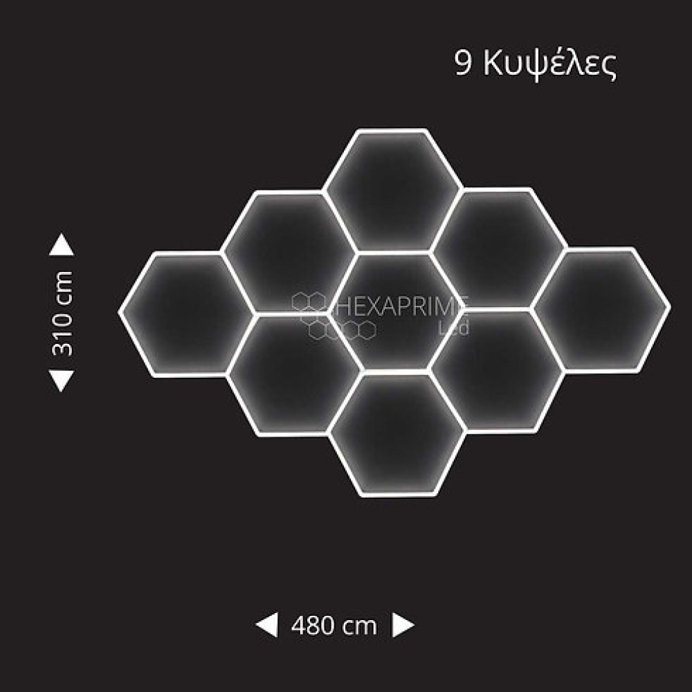 Minimal Φωτιστικό Hexaprime LED 9 Κυψελών 5 σειρών