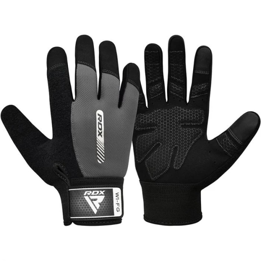 GYM WEIGHT LIFTING GLOVES W1 FULL GRAY -L