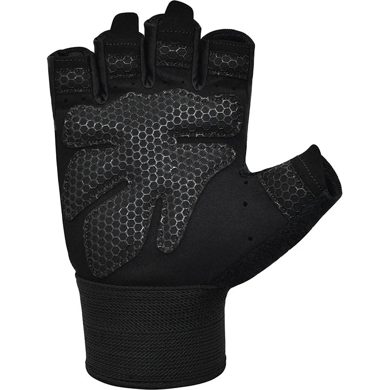 GYM WEIGHT LIFTING GLOVES W1 HALF BLACK-L