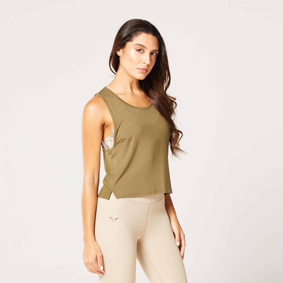 CODE MESH BACK TANK – KHAKI