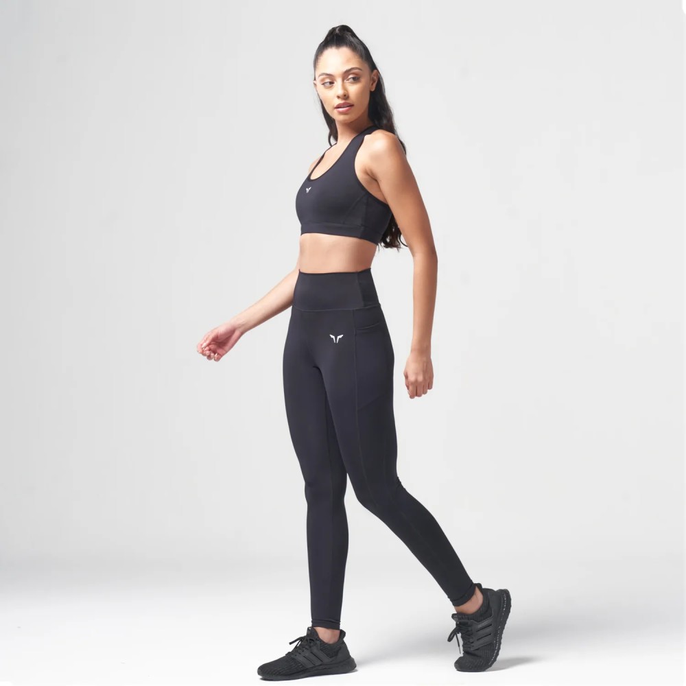 ESSENTIAL MEDIUM IMPACT BRA – BLACK