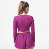 ESSENTIAL LONG SLEEVE CROP TOP – DARK PURPLE