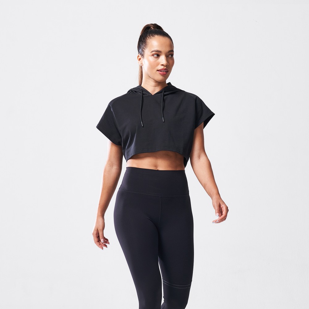 LAB360º VENTED CROP HOODIE – BLACK